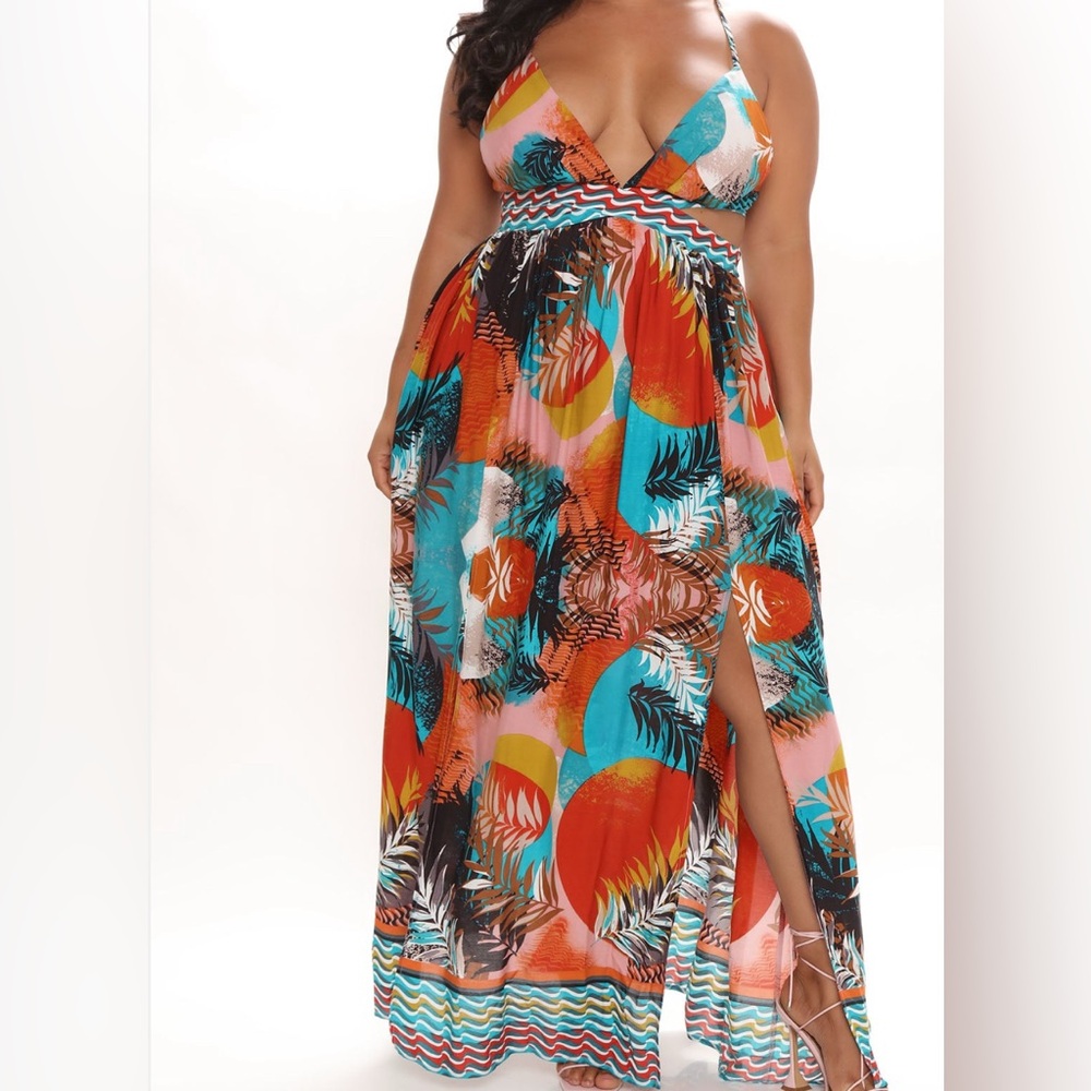 Fashion Nova Vibrant Multicolor Maxi Dress